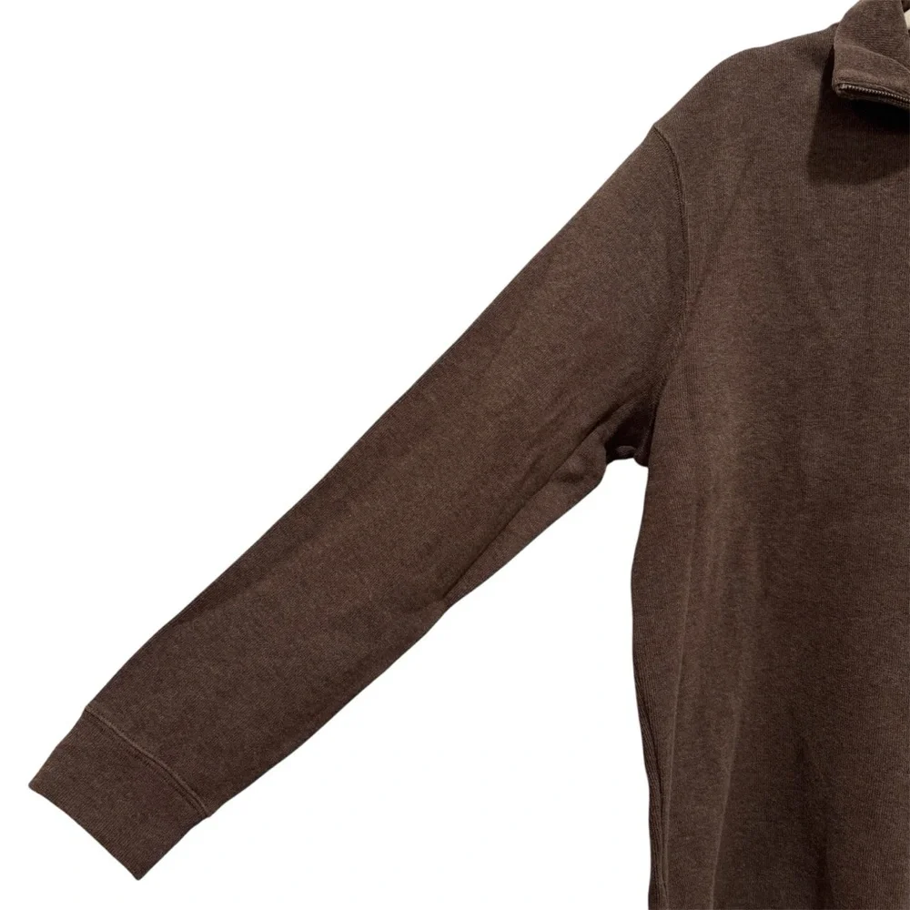 Mens Polo Ralph Lauren 1/4 Zip Collar Cotton Knit Pullover Sweater Pony Brown L